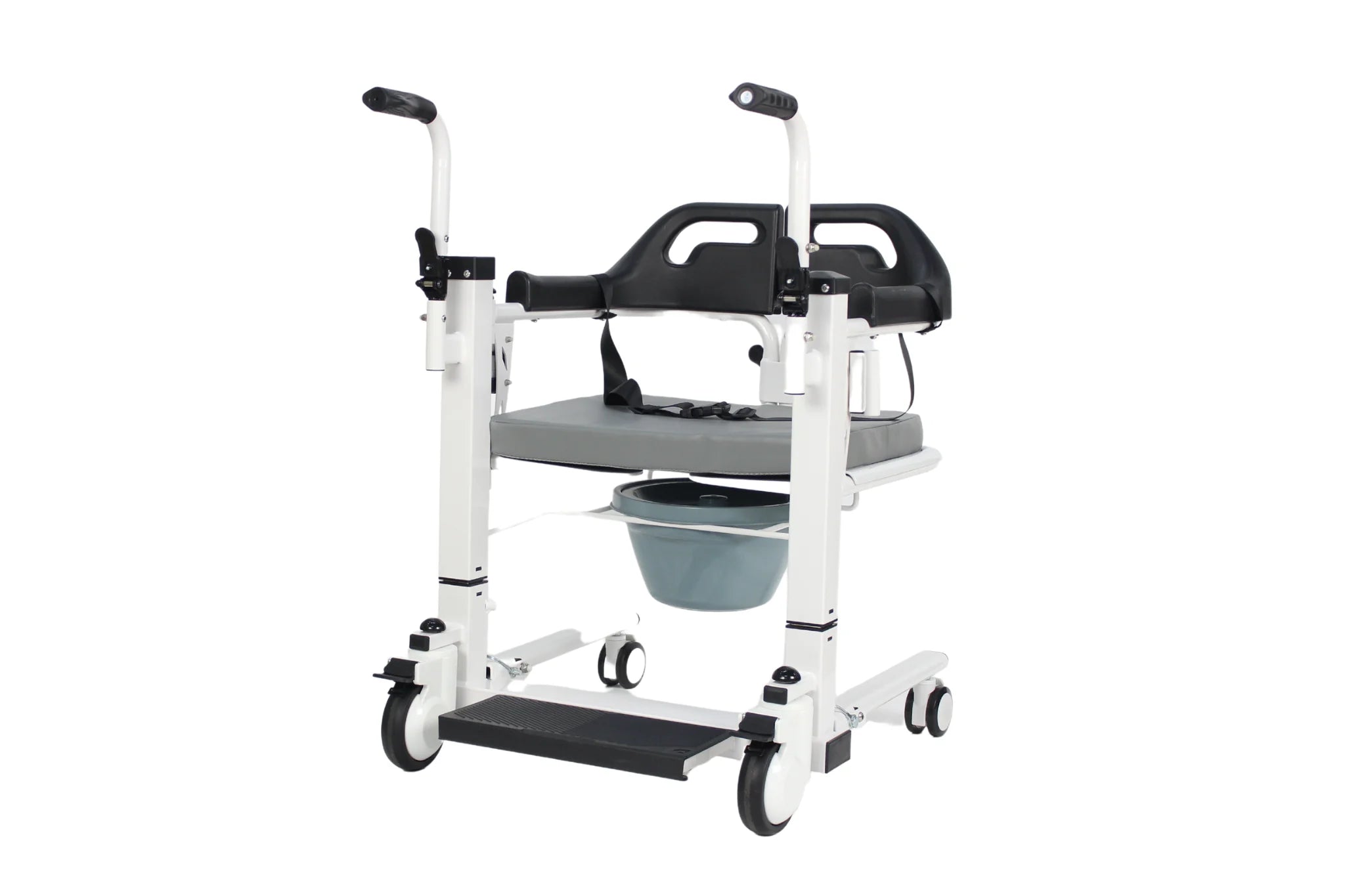 Commode transport chair, hydraulic lift wheelchair to transfer patient
